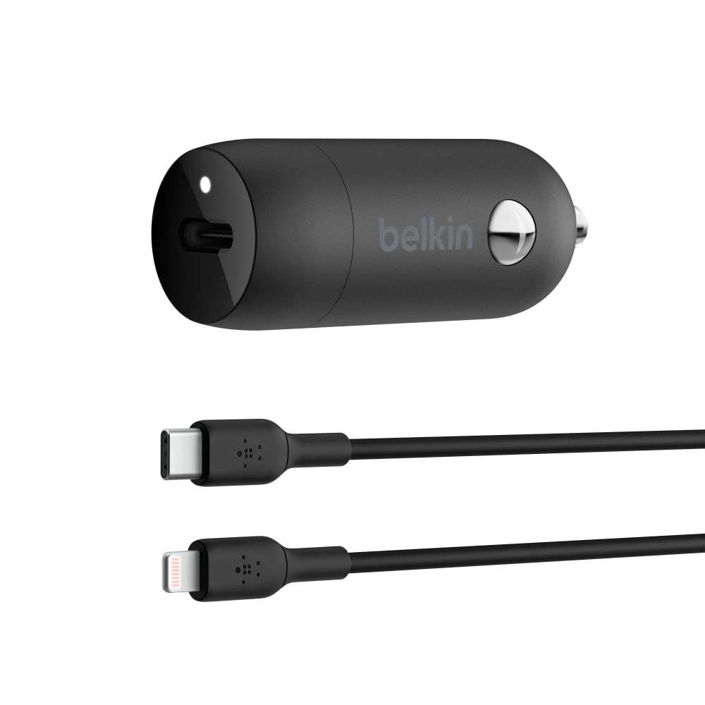 Cargador De Carro Belkin Usbc 30W + Cable Usbc A LightningBELKINCCA004bt1MBK-B5?