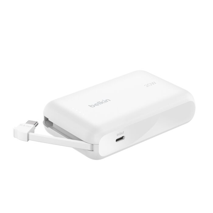Batería Externa Belkin 10K 20W Cable Integrado Usb-C BlancoBELKINBPB021FQWH