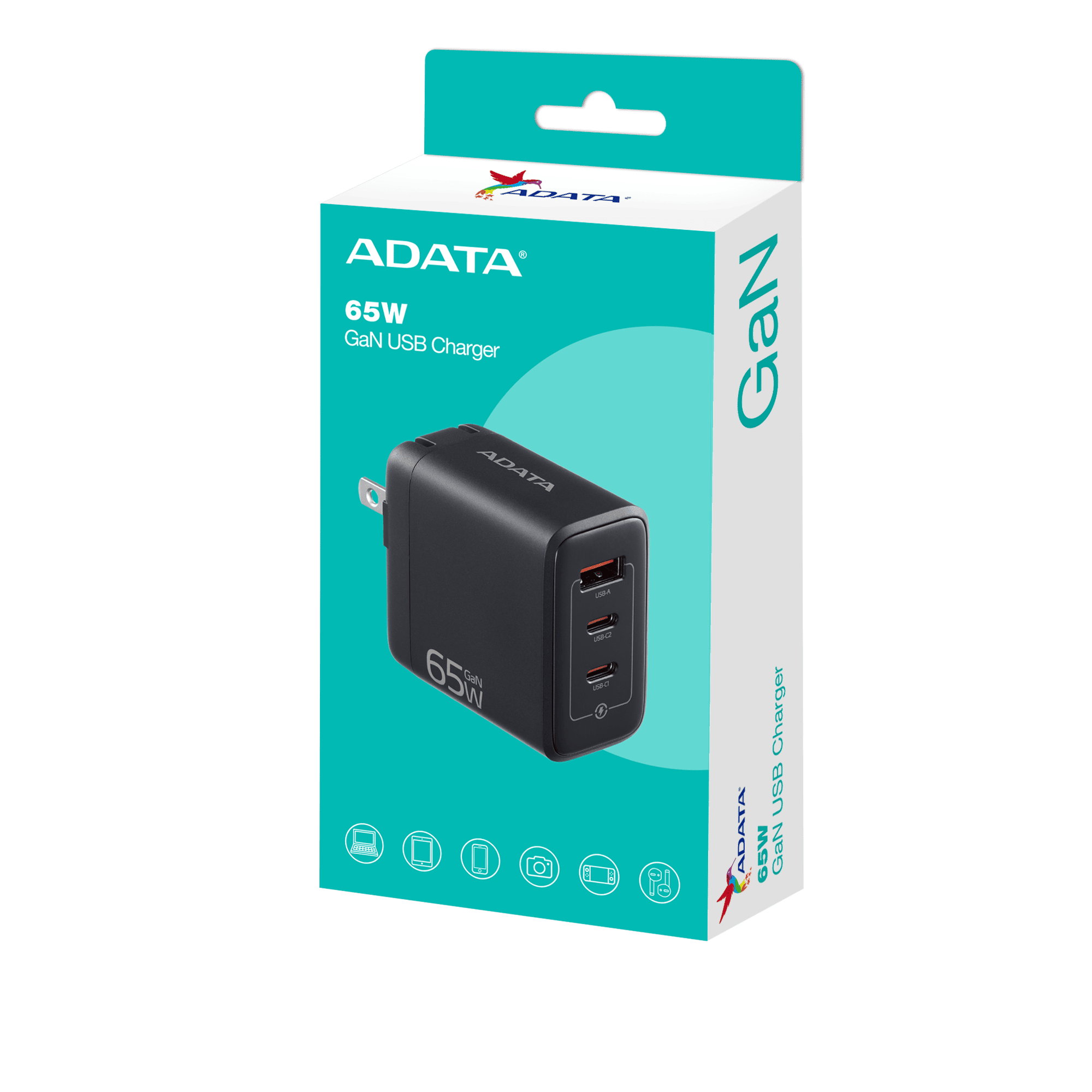 Cargador Adata De 65 Wt Portatil NegroADATACHARGERU-0653-QCPDBK