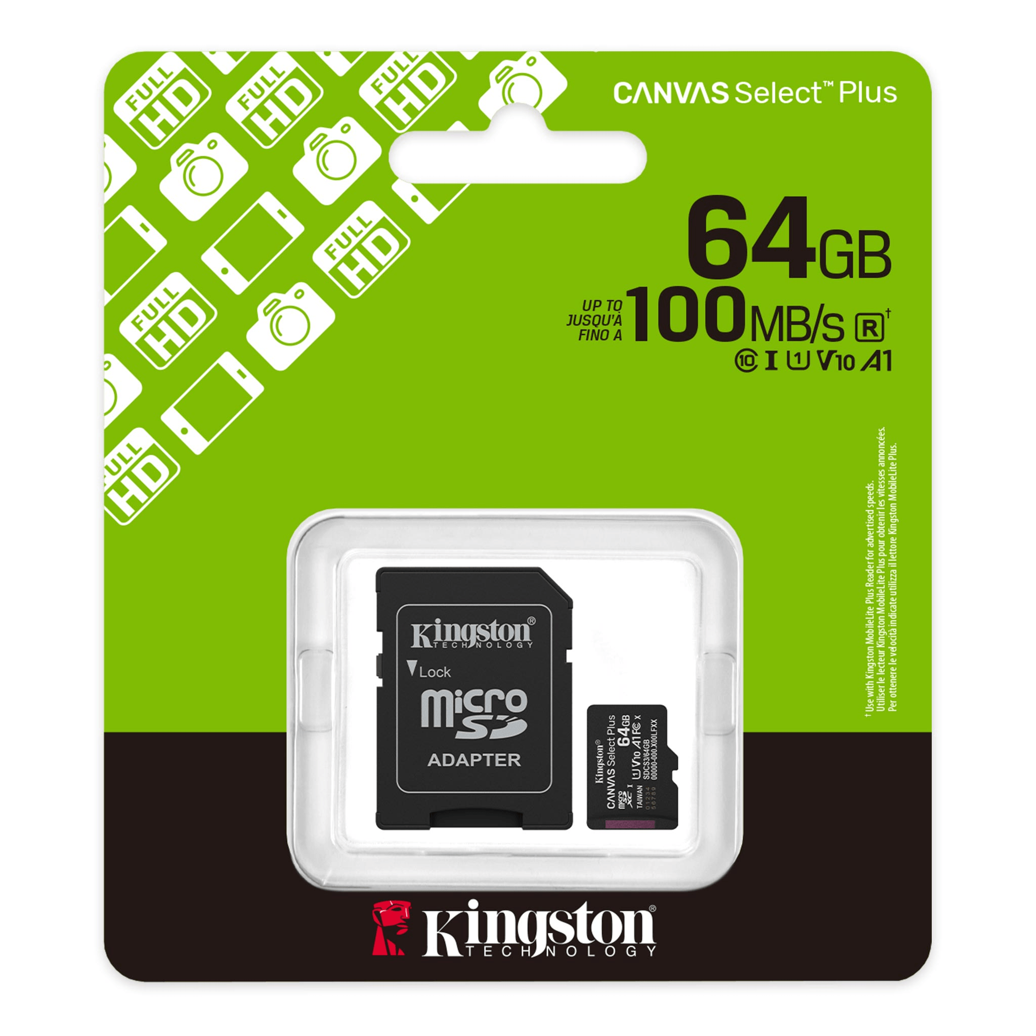 Tarjeta Micro Sd 64Gb Kingston Canvas Select PlusKINGSTONSDCS3/64GB