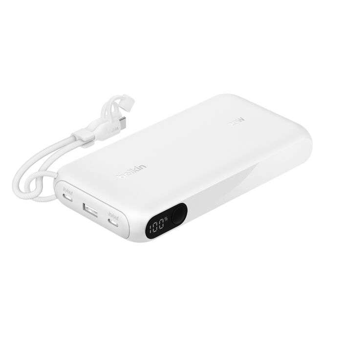 Batería Externa Belkin 20K 20W Cable Desmontable 15Cm - Pantalla - BlancoBELKIN