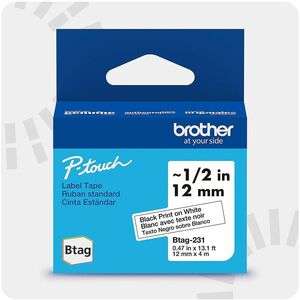 Brother-BTAG231-BTAG231 12MM BLACK ON WHITE TAPE