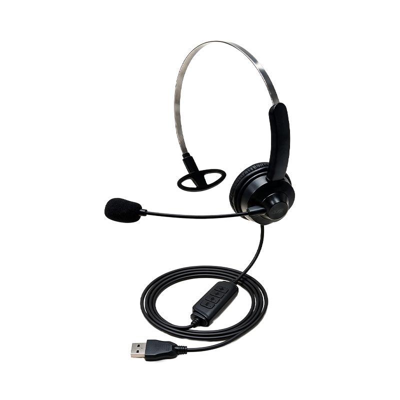 Diadema USB 2.0 XUE® U1 Monoaural con Micrófono Noise Cancelling y Control en Cable 1.8M / Negro Gris-XUE®-U1