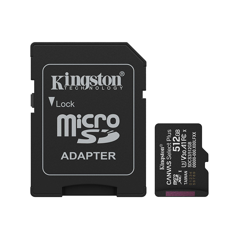 Memoria Micro SD 512GB Class 10 Kingston Canvas Select Plus SDCS3/512GB con Adaptador-Kingston®-MEM-SKI-1725