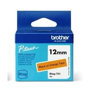 Brother-BTAGT31-BTAGT31 12MM BLACK ON ORANGE TAPE