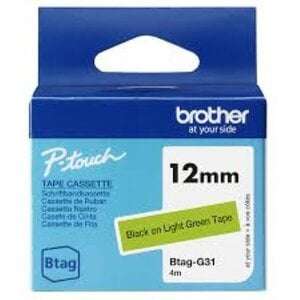 Brother-BTAGG31-BTAGG31 12MM BLACK ON LIGHT GREEN TAPE
