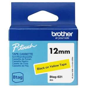 Brother-BTAG631-BTAG631 12MM BLACK ON YELLOW TAPE