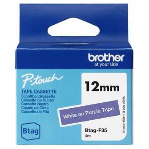 Brother-BTAGF35-BTAGF35 12MM WHITE ON PURPLE TAPE