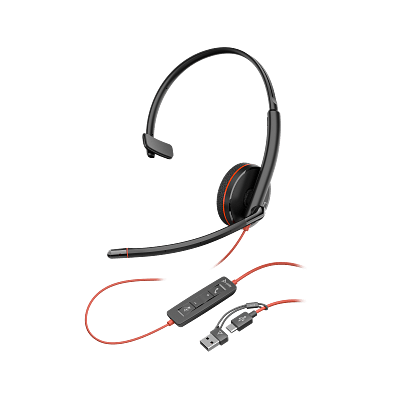 8X214aa Poly Blackwire 3210 Monaural Usb-C Headset +Usb-C/A Adapter (Bulk)HP8X214AA