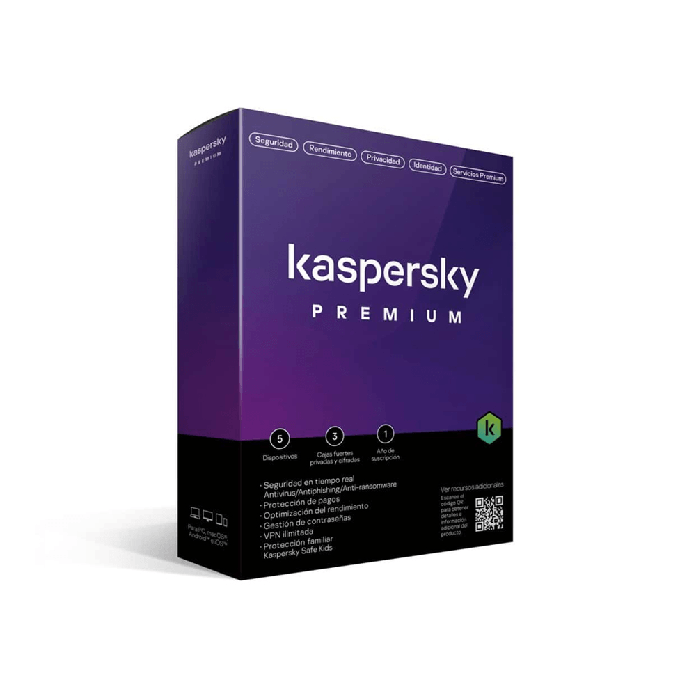Antivirus Kaspersky Premium + Customer Support. 10 Dispositivos; 5 Cuenta Kpm 1 Año. RenovaciónKASPERSKYKL1047DDKFR