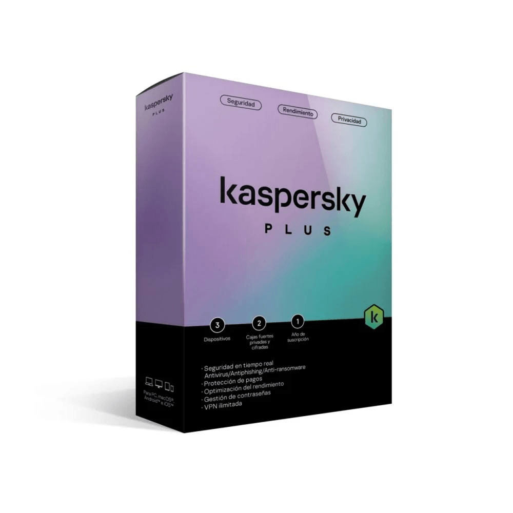 Antivirus Kaspersky Plus Edición Latinoamérica. 5 Dispositivos; 3 Cuenta Kpm 1 Año Paquete De Descarga BaseKASPERSKYKL1042DDEFS
