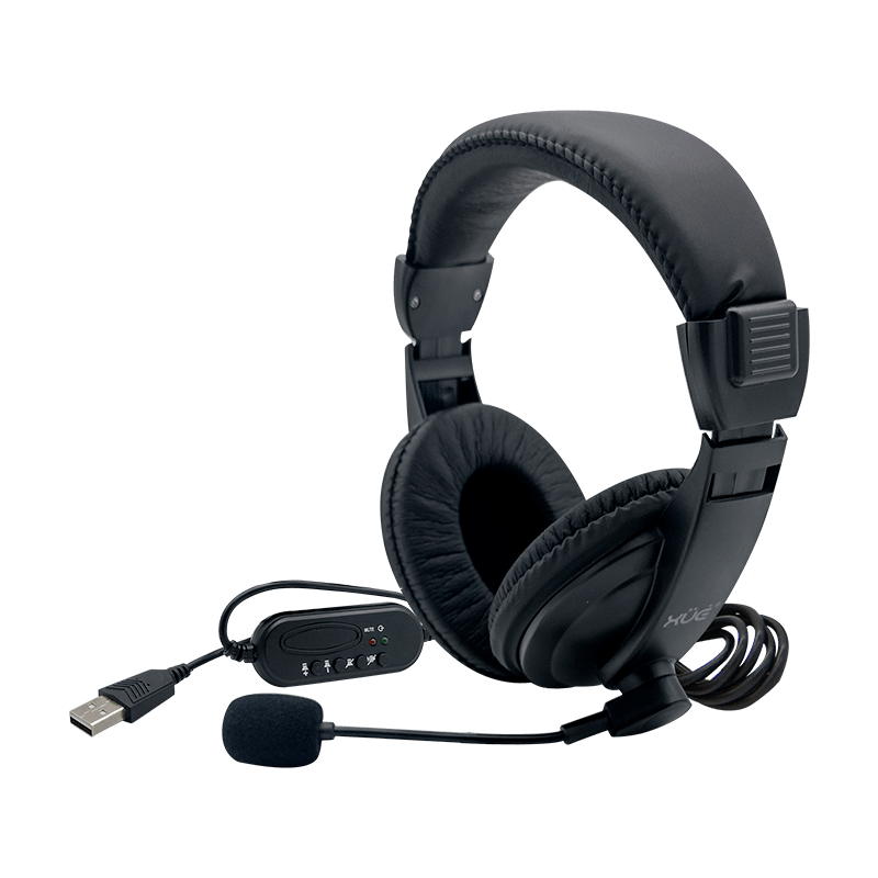 Diadema XUE® USB 2.0 G320 con micrófono giratorio y control digital / Negro-XUE®-G320