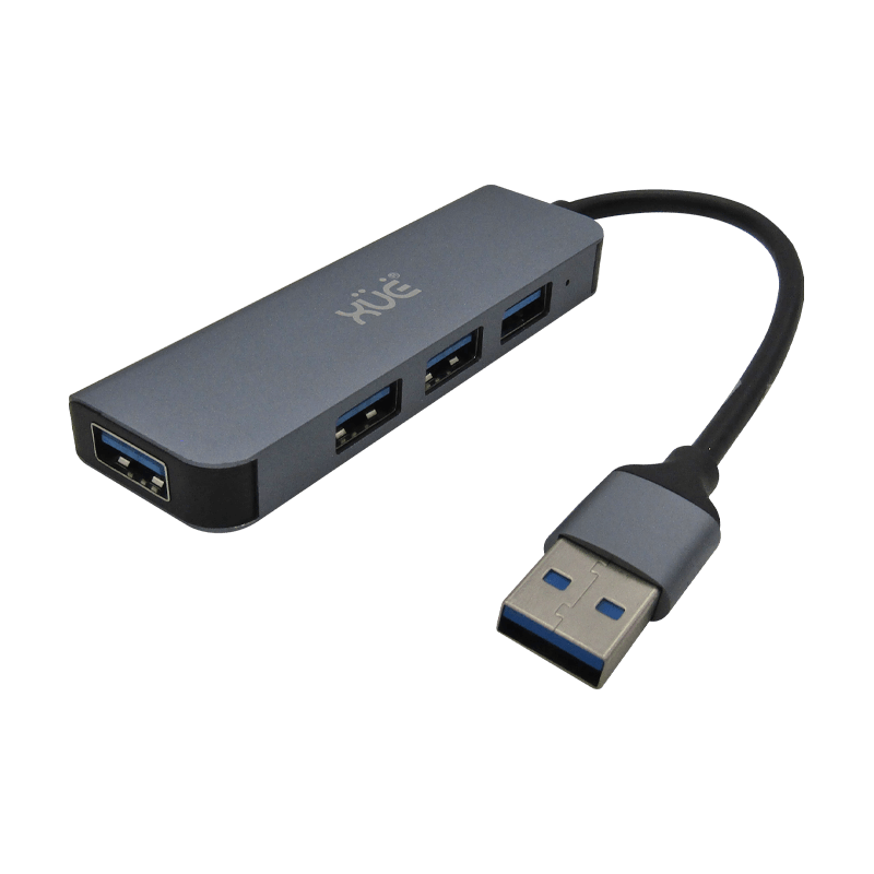 Hub USB 3.0 XUE® / 1 Puerto USB 3.0 + 3 Puertos USB 2.0 – Aluminio Gris Espacial-XUE®-8836A
