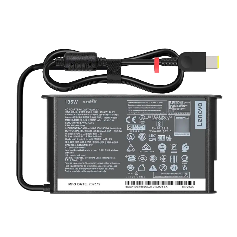Cargador de corriente para Lenovo 20V-6.75A 135W Plug cuadrado Desktop / Negro-XUE®-ADL135SCCSA