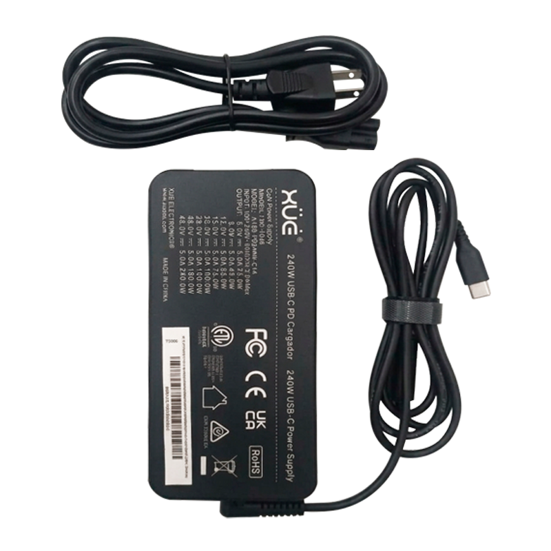Cargador de corriente XUE® Type-C GaN 20V 240W / USB-C (Desktop) / Negro-XUE®-ADA-LXC-1648