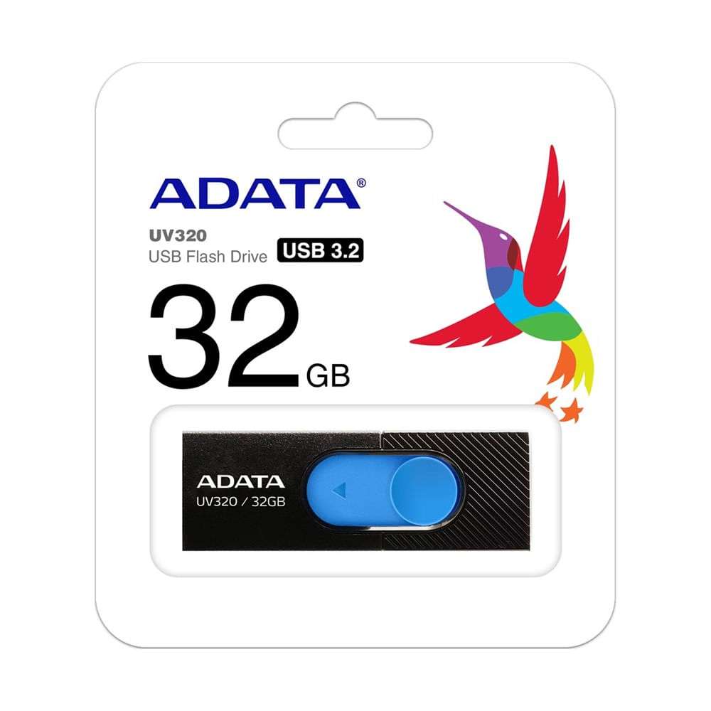 Memoria USB ADATA UV320 3.2 32GB Negro con Azul-ADATA-