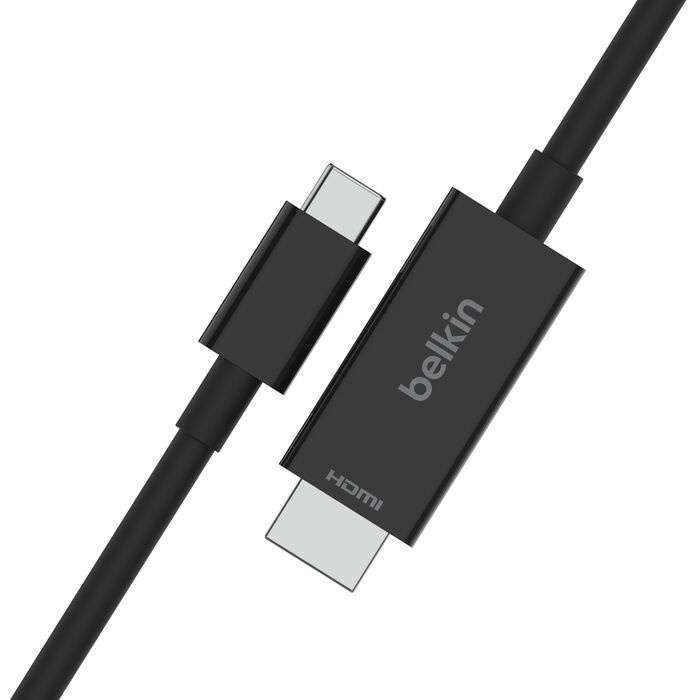 Belkin AVC012bt2MBK Belkin Connect - Cable adaptador - 24 pin USB-C macho a HDMI macho - 2 m - negro - pasivo, admite 8K60Hz, admite modo Alt DP