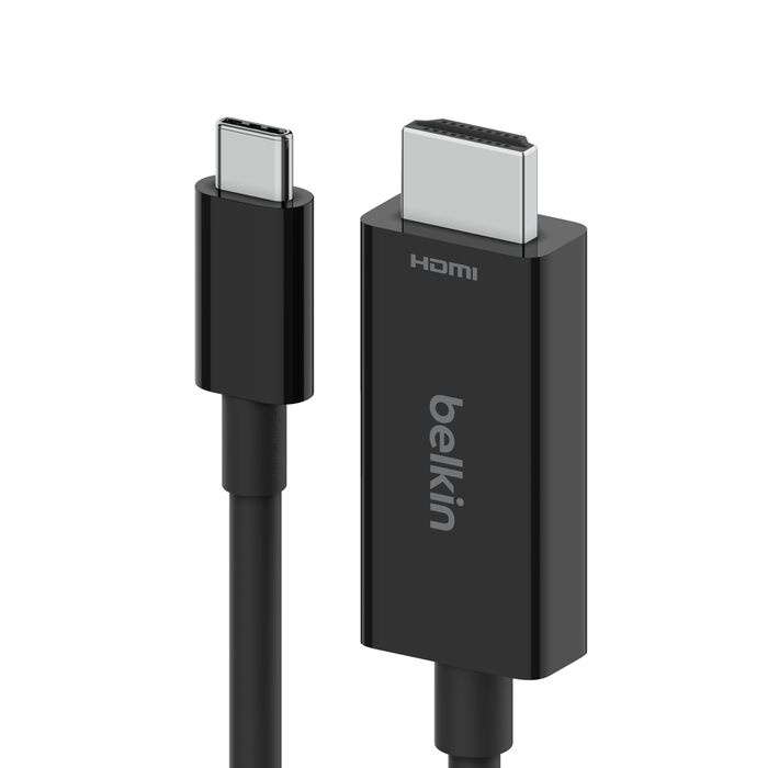 Belkin AVC012bt2MBK Belkin Connect - Cable adaptador - 24 pin USB-C macho a HDMI macho - 2 m - negro - pasivo, admite 8K60Hz, admite modo Alt DP