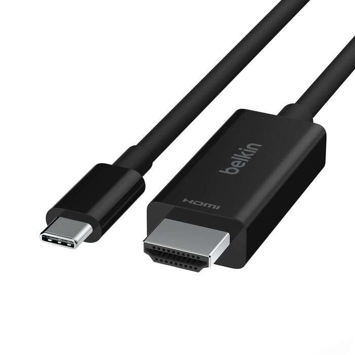 Belkin AVC012bt2MBK Belkin Connect - Cable adaptador - 24 pin USB-C macho a HDMI macho - 2 m - negro - pasivo, admite 8K60Hz, admite modo Alt DP