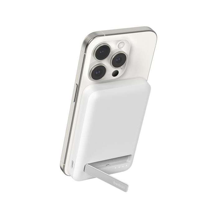 Belkin BPD006btWH Belkin - Power bank - 15 Watt - Lithium - Para Universal - Qi2 5.000 mAh Stand White