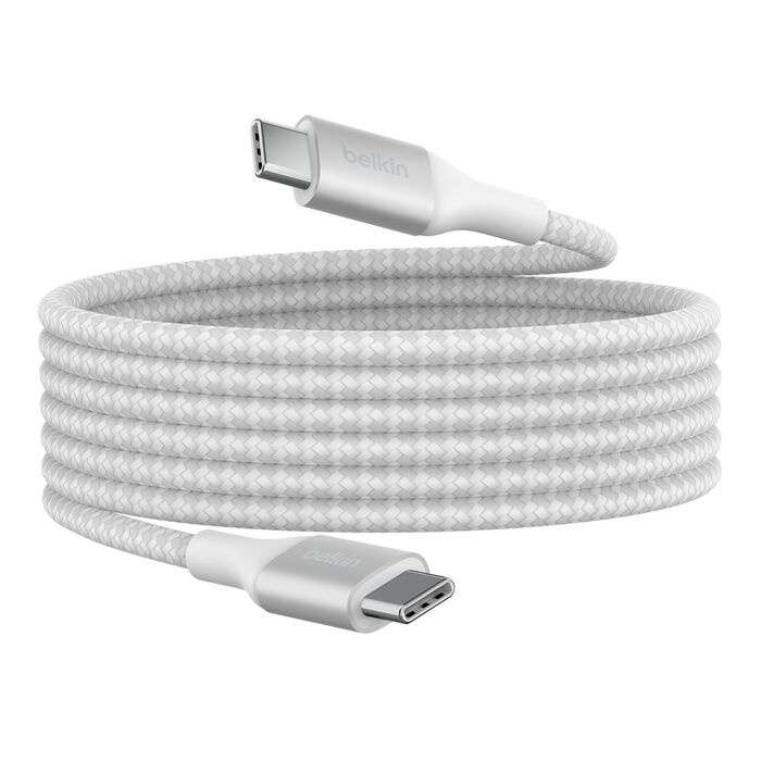 Belkin CAB015BT2MWH Belkin BoostCharge - Cable USB - 24 pin USB-C (M) a 24 pin USB-C (M) - USB 2.0 - 2 m - compatible con hasta 240 W de potencia - blanco