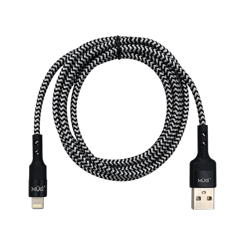 Convertidor USB-A a Lightning 2.4A 1.5M XUE® Braided / Negro-XUE®-LIGHTNING 1.5M