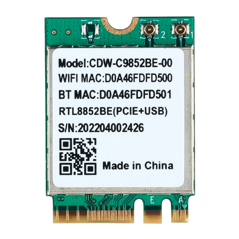 Tarjeta de WIFI M.2 2230 Dual Band WIFI6 2.4G/5G 1800M 802.11AX BT5.2 REALTEK RTL8852BE / Verde-XUE®-CON-TXU-1635