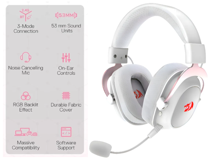 REDRAGON-H510W-PRO-Diadema ZEUS PRO H510 Blanca