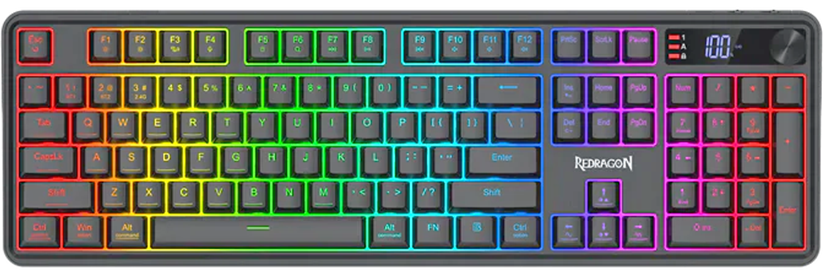 REDRAGON-K526-PRO SP-Teclado Membrana LCD 100% VOLCANO K526 Negro