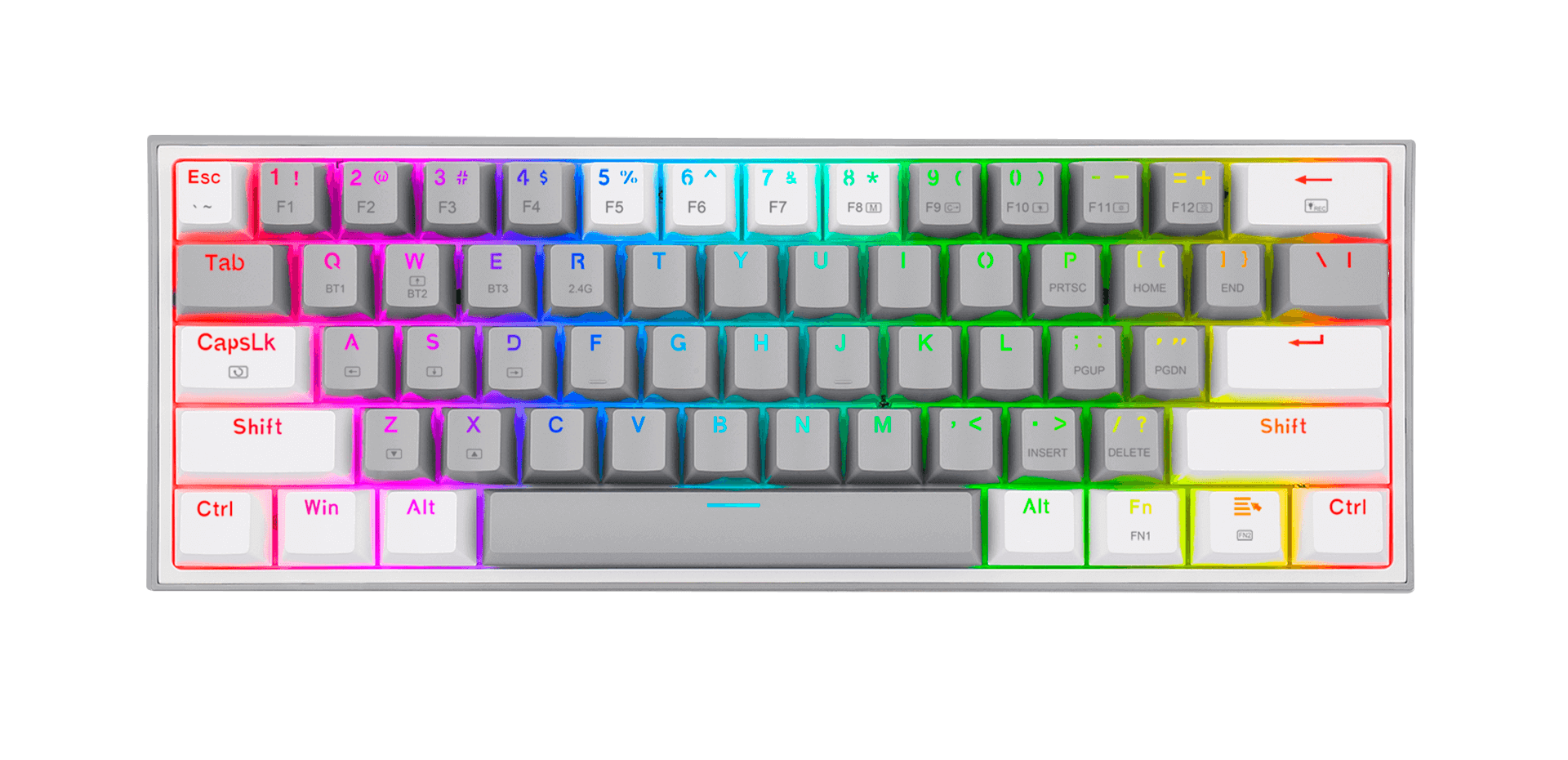 REDRAGON-K616-RGB-SP GW-Teclado Mecánico Mini 60% FIZZ PRO K616 Gris/Blanco