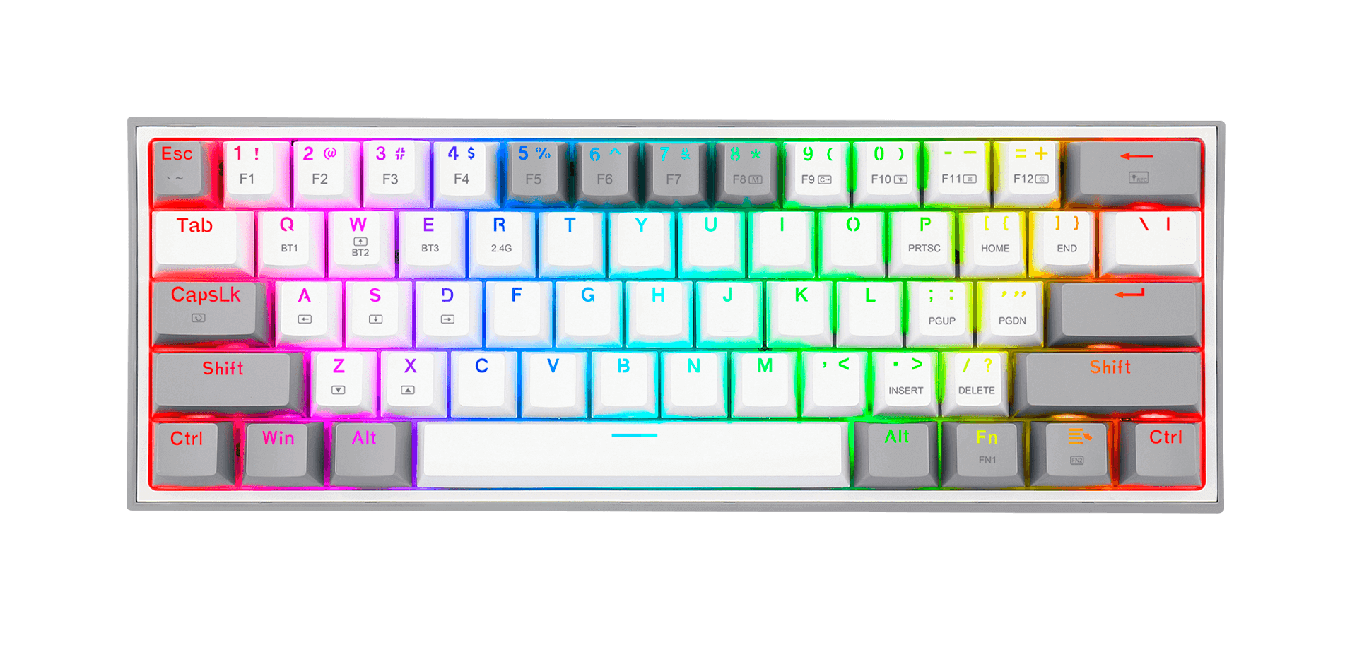 REDRAGON-K616-RGB-SP WG-Teclado Mecánico Mini 60% FIZZ PRO K616 Blanco/Gris