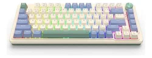 REDRAGON-K673CPG-RGB-PRO-SP-Teclado Mecánico 75% UCAL PRO K673 Beich/Lila/Verde