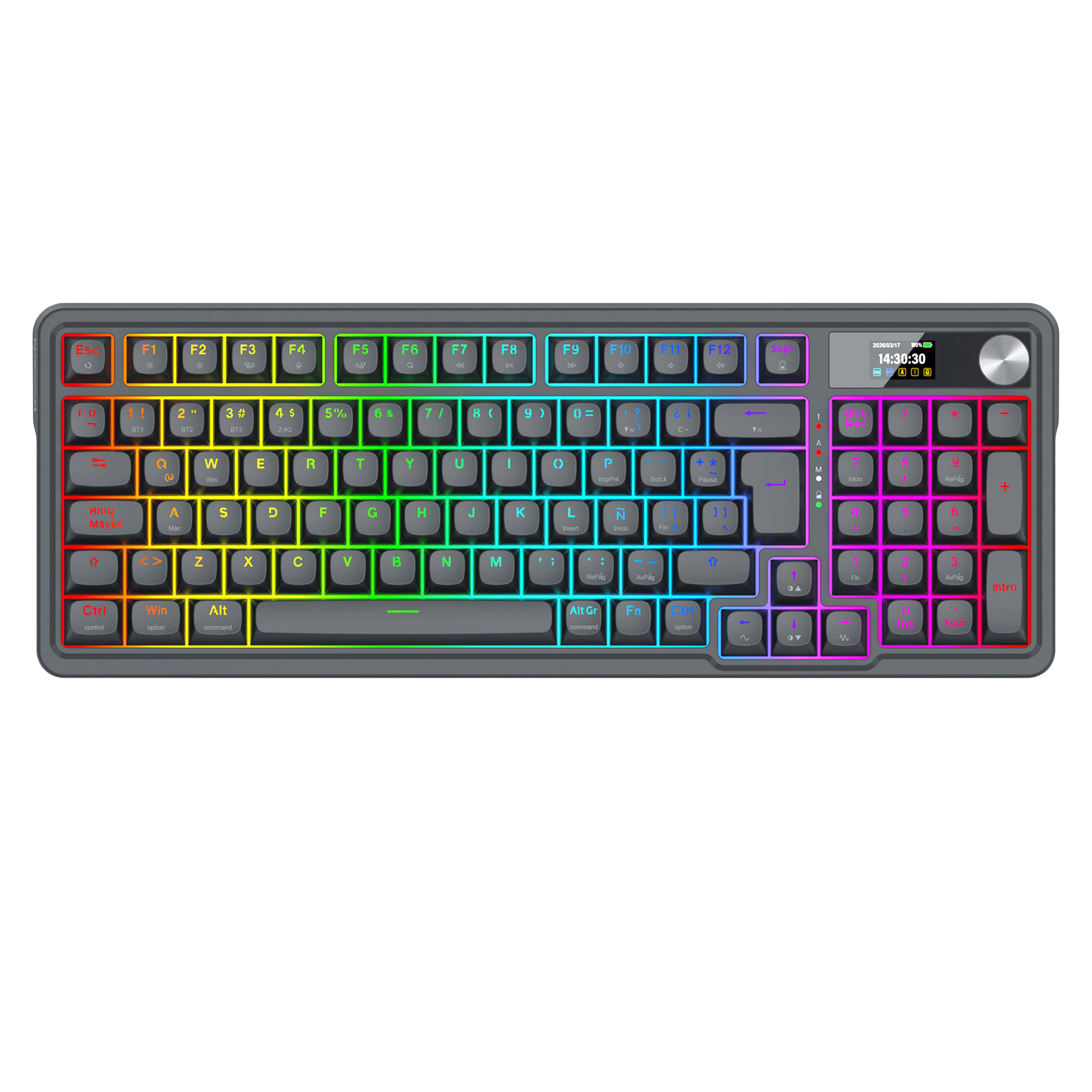 REDRAGON-K719RGB-PRO SP-Teclado Mecánico LCD 96% EISA PRO K686 Negro