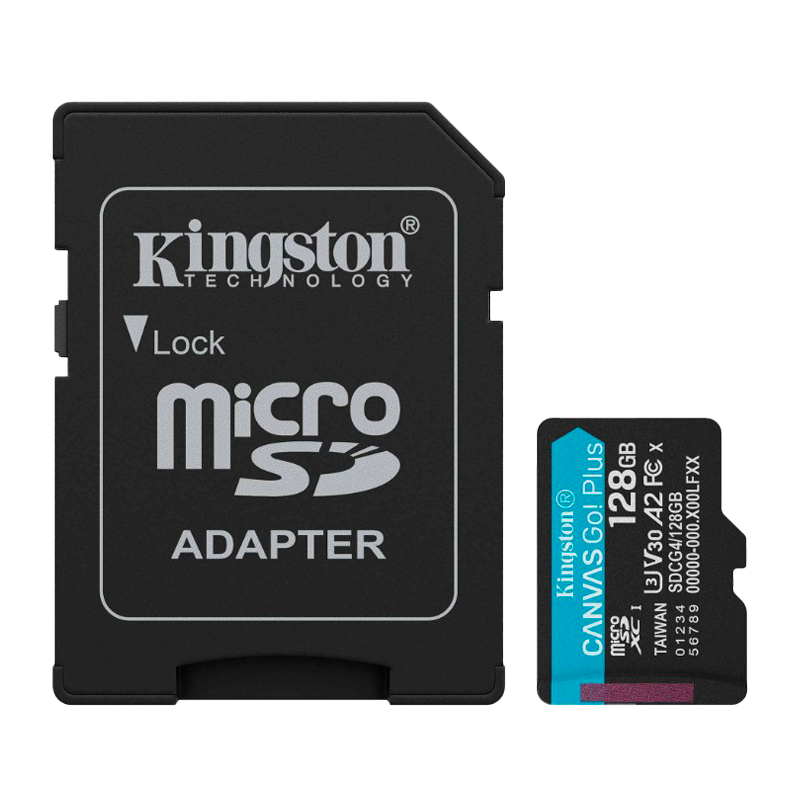 Memoria MicroSD Kingston Canvas Go! Plus 128GB C10 U3 / 200/100MB/s U3 V30 A2-Kingston®-MEM-SKI-1551