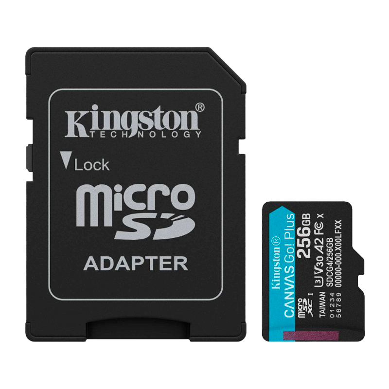 Memoria MicroSD Kingston Canvas Go! Plus 256GB C10 U3 / 200/100MB/s U3 V30 A2-Kingston®-MEM-SKI-1552