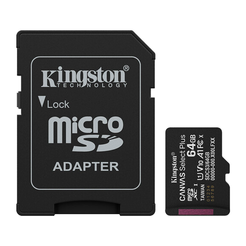 Memoria MicroSD 64GB Kingston Class 10 CANVAS Select Plus SDCS3/64GB con Adaptador-Kingston®-MEM-SKI-1585