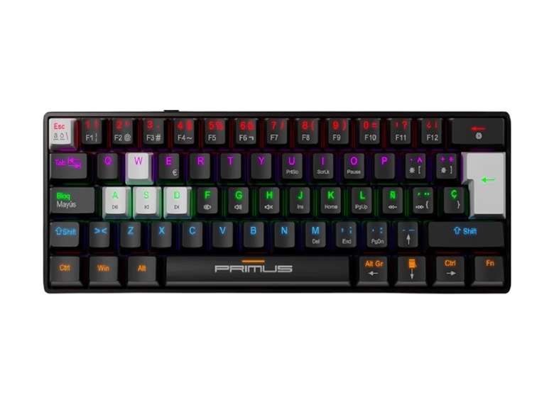Primus Gaming-PKS-060G-S-Primus Gaming - Keyboard - Wired - Spanish - USB 2.0 - Ergonomic Design - Black & white