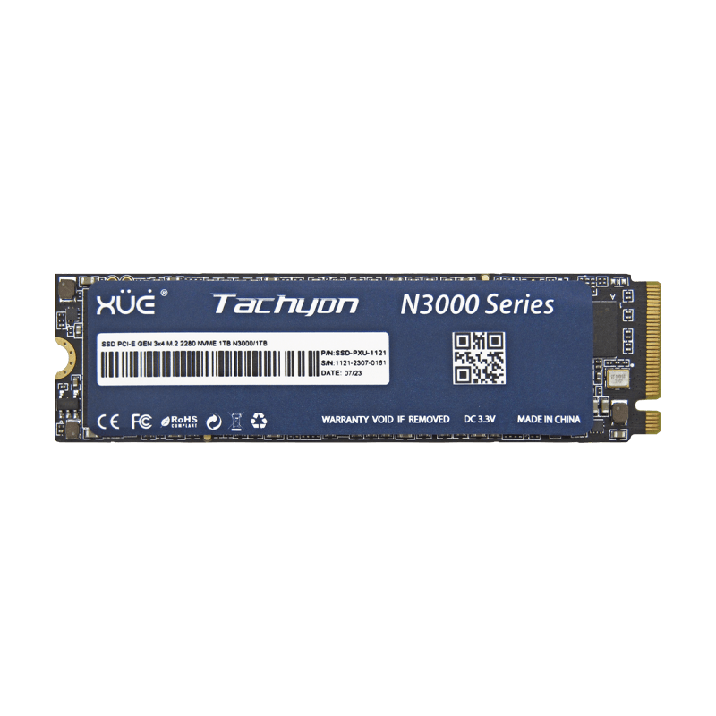 Disco de Estado Sólido SSD PCI-E 3.0 M.2 2280 1TB NVME XUE® TACHYON N3000/1TB 3500/3100MB/S (TRAY PACKING)-XUE®-MAP1202-QLC-MES
