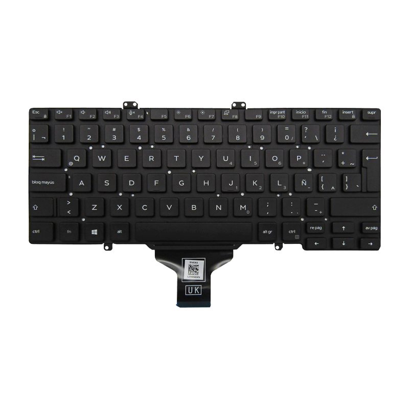 Teclado para portátil Dell Latitude 7400 / 3400 / 5400 / 7410 0KC72T Backlight TrackPoint Sin Marco Español LA Negro-Dell-0NXW9P