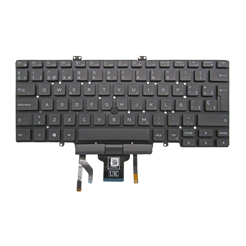 Teclado para portátil Dell Latitude 7400 / 3400 / 5400 / 7410 0KC72T Backlight TrackPoint Sin Marco Español LA Negro-Dell-0KC72T