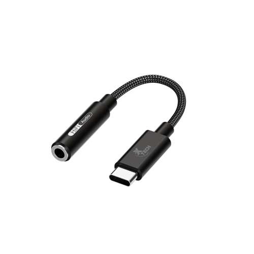 Xtech XTC-509 Xtech - Headphone Jack Adapter - 24 pin USB-C - 3.5mm TRRS - 10 cm - Black - USB-C (M) to 3.5 mm(f) XTC-509