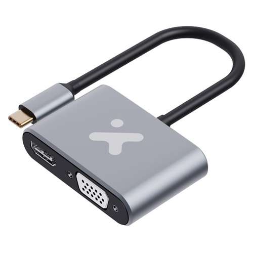 Xtech XTC-542 Xtech - Video adapter - USB Type C - HDMI female VGA female - Aluminum - 2 in 1 XTC-542