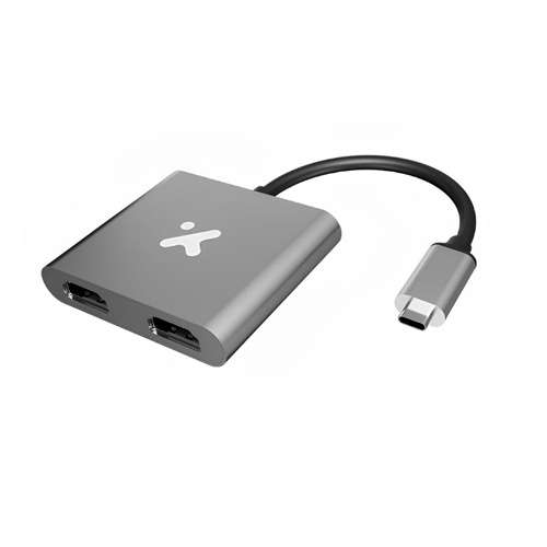 Xtech XTC-548 Xtech - Video adapter - USB Type C - Dual HDMI - Metal silver - 4K XTC-548