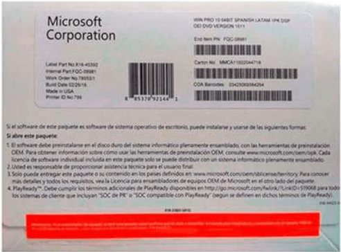 Licencia Windows 11 Profesional Fqc-10553 64Bit Oei Para Equipo Nuevo (Lic Electronica)MICROSOFTFQC-10553