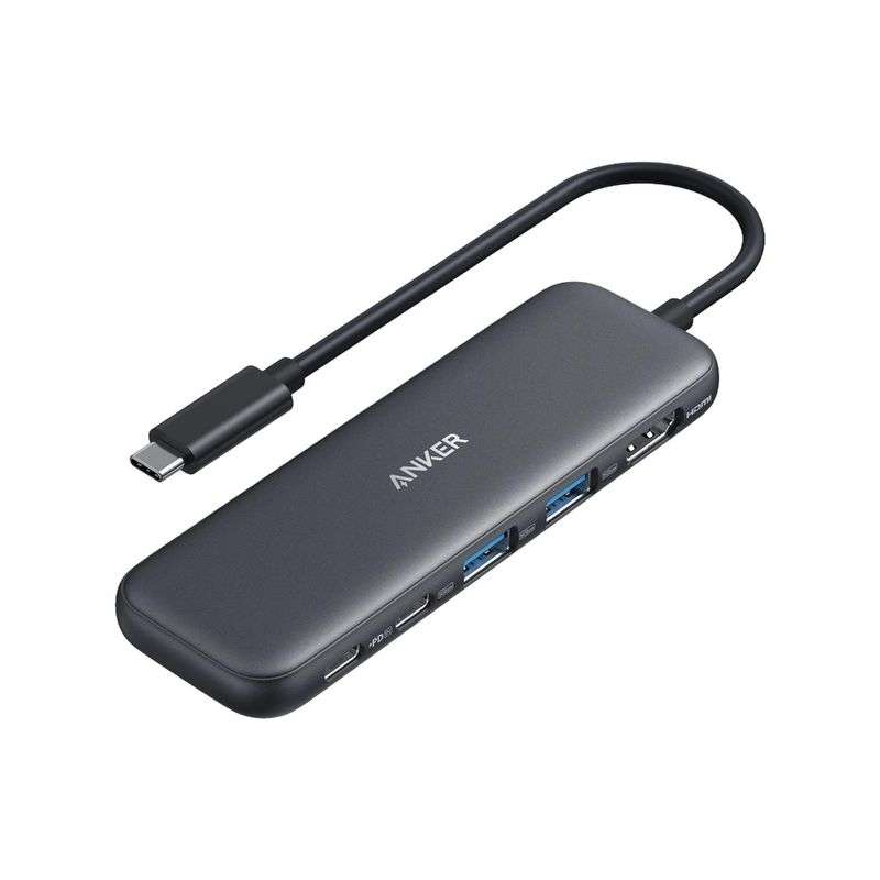 ANKER-A8355H11-Hub Anker 332 USB-C de cinco conexiones.Salida HDMI con resolución de hasta 4K.Un puerto USB-C para transferencia de datos.Dos puertos USB-A para periféricos.Velocidad de datos de hasta 5 Gbps en los puertos compatibles.Entrada USB-C Power Delivery de hasta 100 W.Permite conectar accesorios desde un único puerto USB-C.La compatibilidad de video depende del equipo anfitrión.Color según la referencia ofrecida por ATC.Garantía: 1 AñoConsultar información del producto